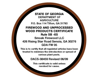Georgia badge with brown and black circles and a white background