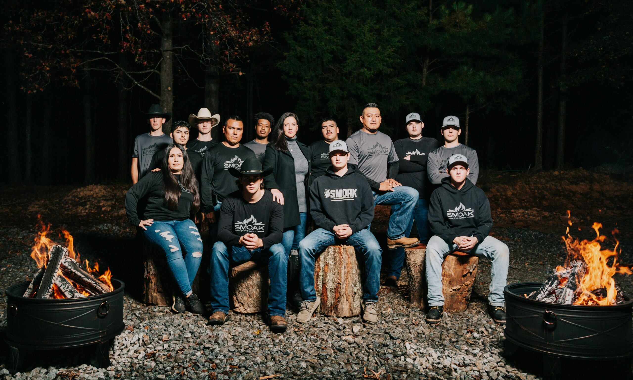 Company photo with firepits